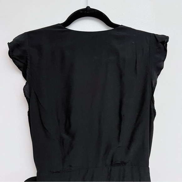 LOFT Black Flutter Sleeve V Neck Wrap Tie Waist Romper Dress Size 2 - Picture 6 of 13